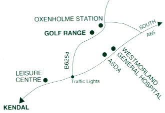 Location map of Kendal Golf Driving Range